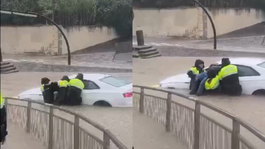 Así rescataron a un hombre en las inundaciones de Barcelona