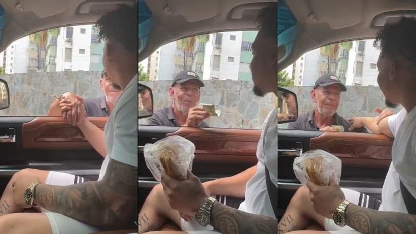 El gesto de beisbolista venezolano con un adulto mayor que trabaja en las calles conmueve las redes sociales