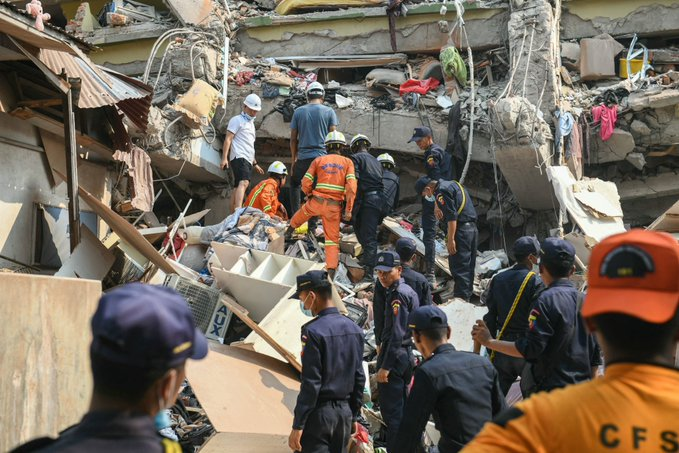 Sube a más de 2 mil la cifra de muertos por terremoto en Myanmar