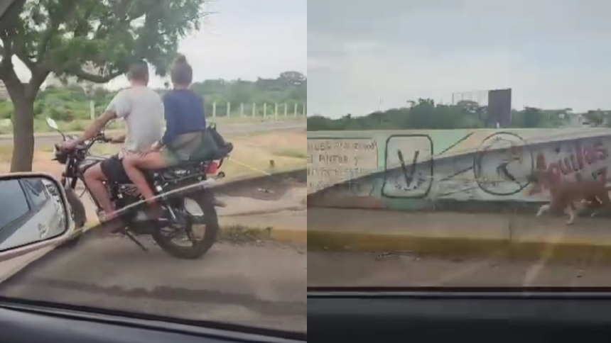 Desalmados amarraron a perrito a una moto y lo arrastraron en plena avenida
