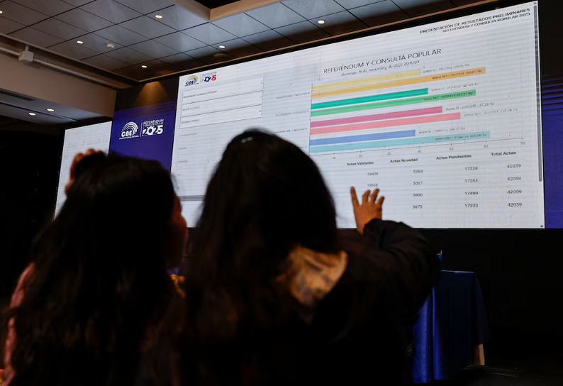 El 'No' se impuso en las cuatro preguntas del referéndum en Ecuador