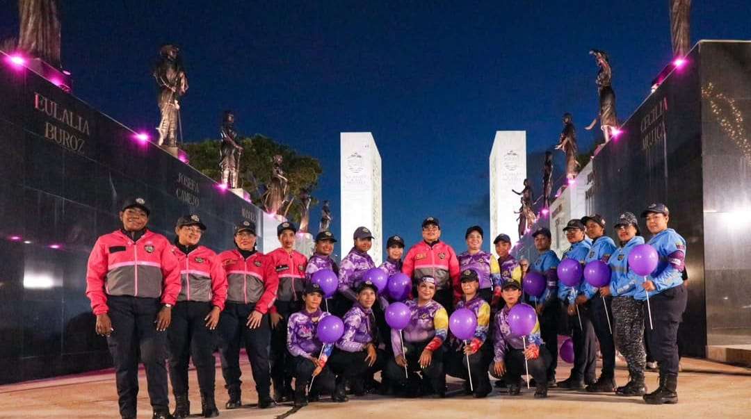 Paseo de Las Heroínas de Los Próceres se iluminó de violeta