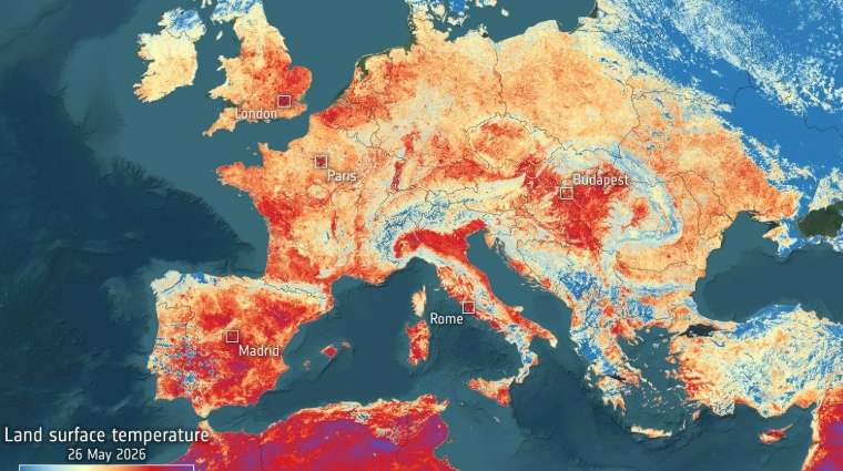 Así se ve desde el espacio la excepcional cúpula de calor que azota a Europa