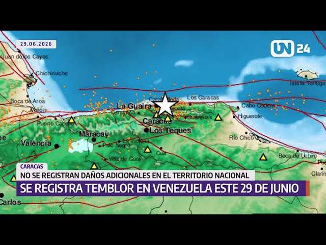 Registran temblor en Venezuela este 29 de junio