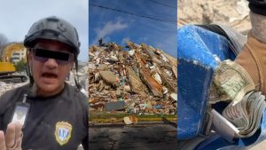 Así grabaron a funcionario acusado de hurtar dólares en efectivo entre escombros en La Guaira