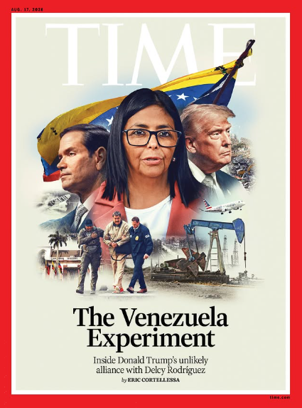 Presidenta Delcy Rodríguez figura central en la portada de la revista Time