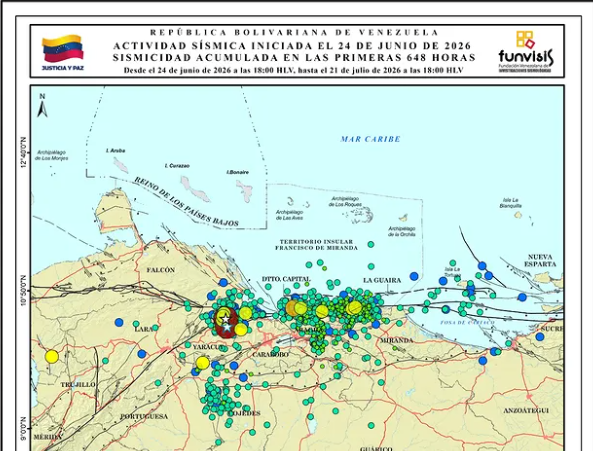 Funvisis reportó un total de 1.445 réplicas registradas en las primeras 648 horas desde el doblete sísmico del 24J